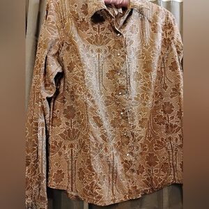 Columbia Pearl Snap Button Floral Boho Cotton Size M Cotton Button Down